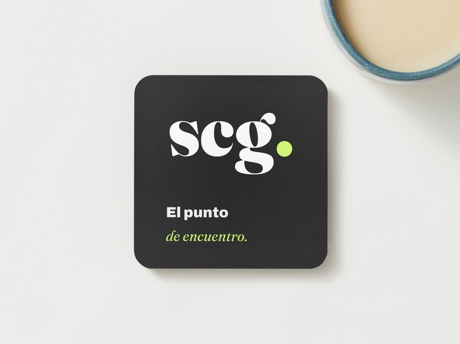 Untersetzer: Vorderseite mit „El punto de encuentro“.
