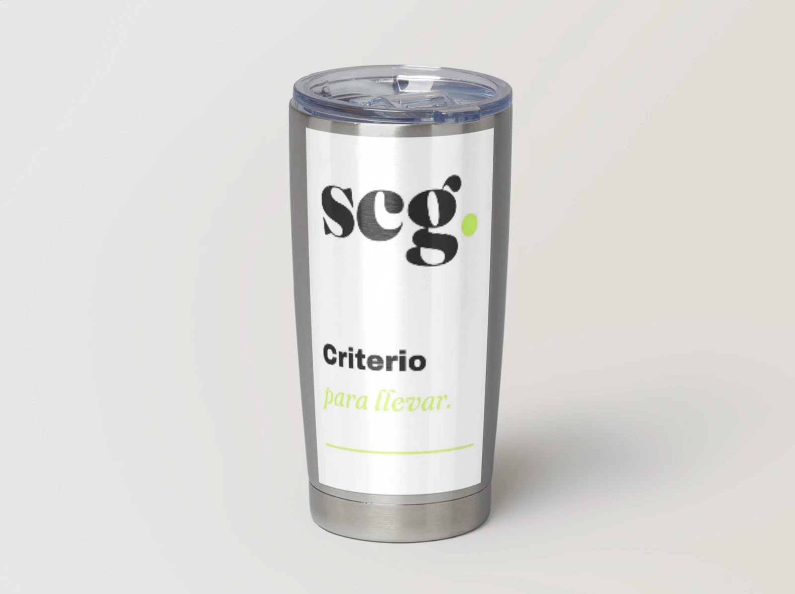 Thermobecher: Design „Criterio para llevar“ auf einem Thermobecher.