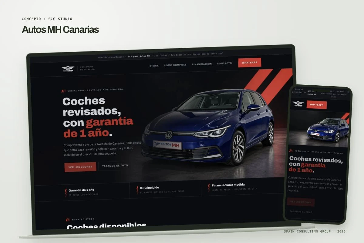 Presentation mockup · Autos MH Canarias