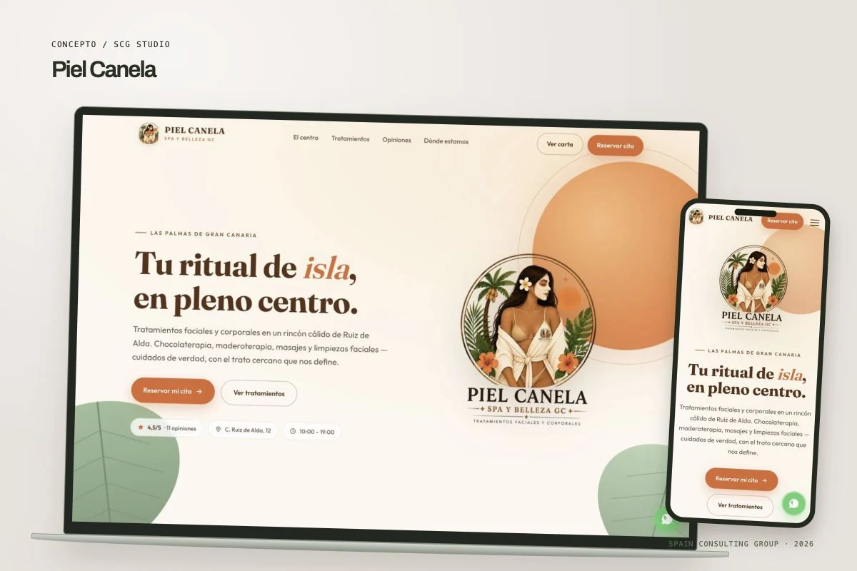 Presentation mockup · Piel Canela