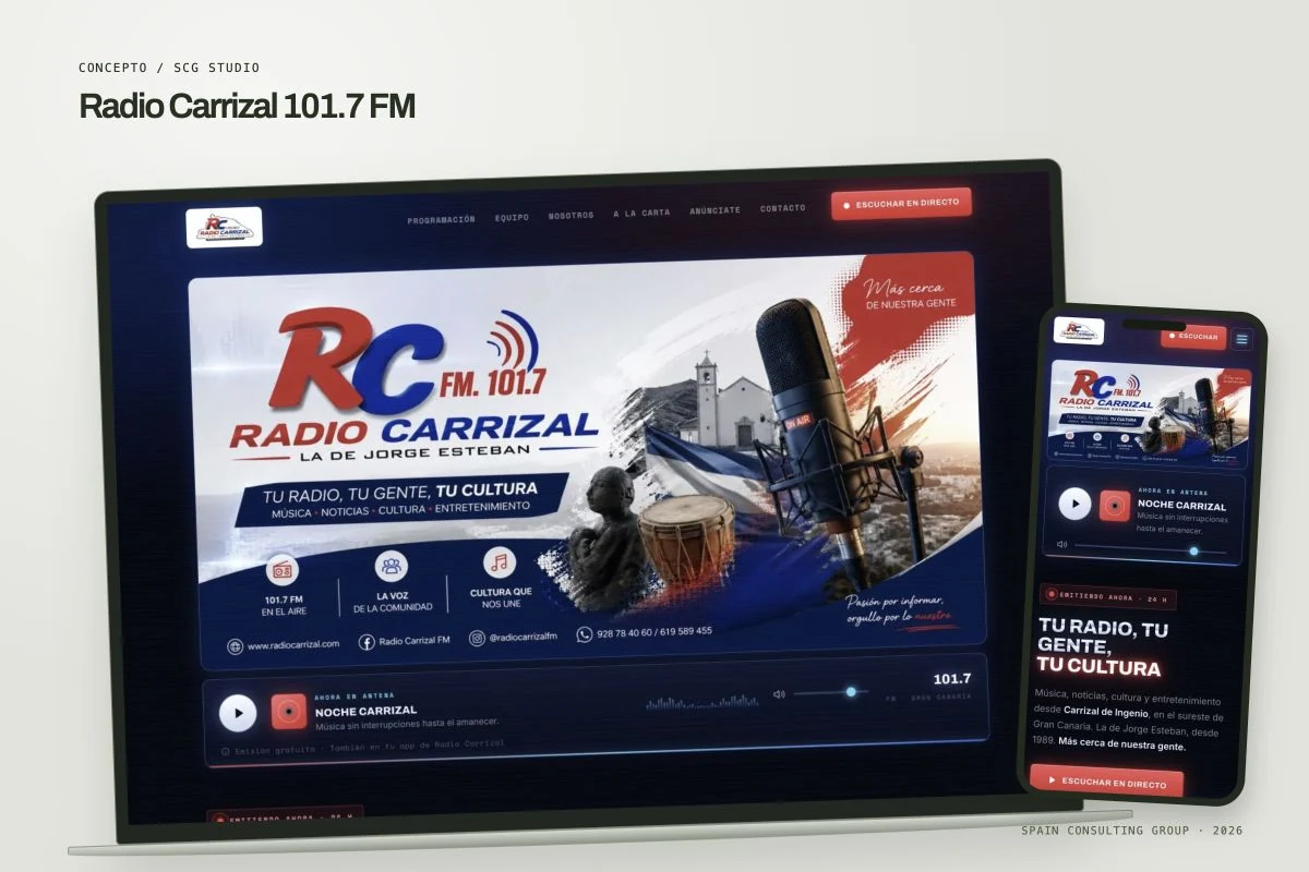 Presentation mockup · Radio Carrizal 101.7 FM