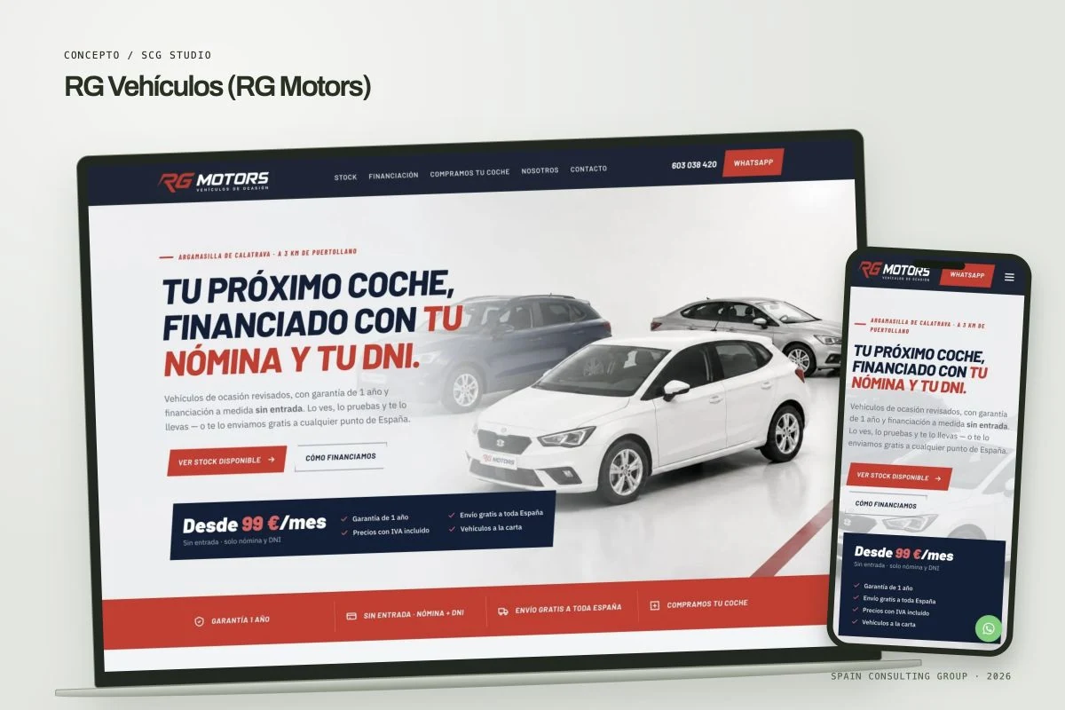 Presentation mockup · RG Vehículos (RG Motors)